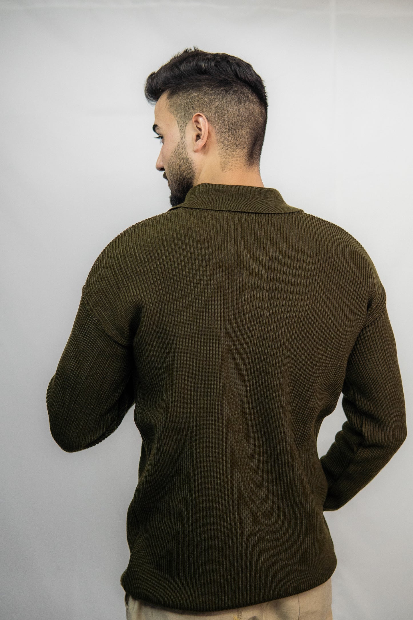 Muted Olive Green Quarter-Zip Sweater