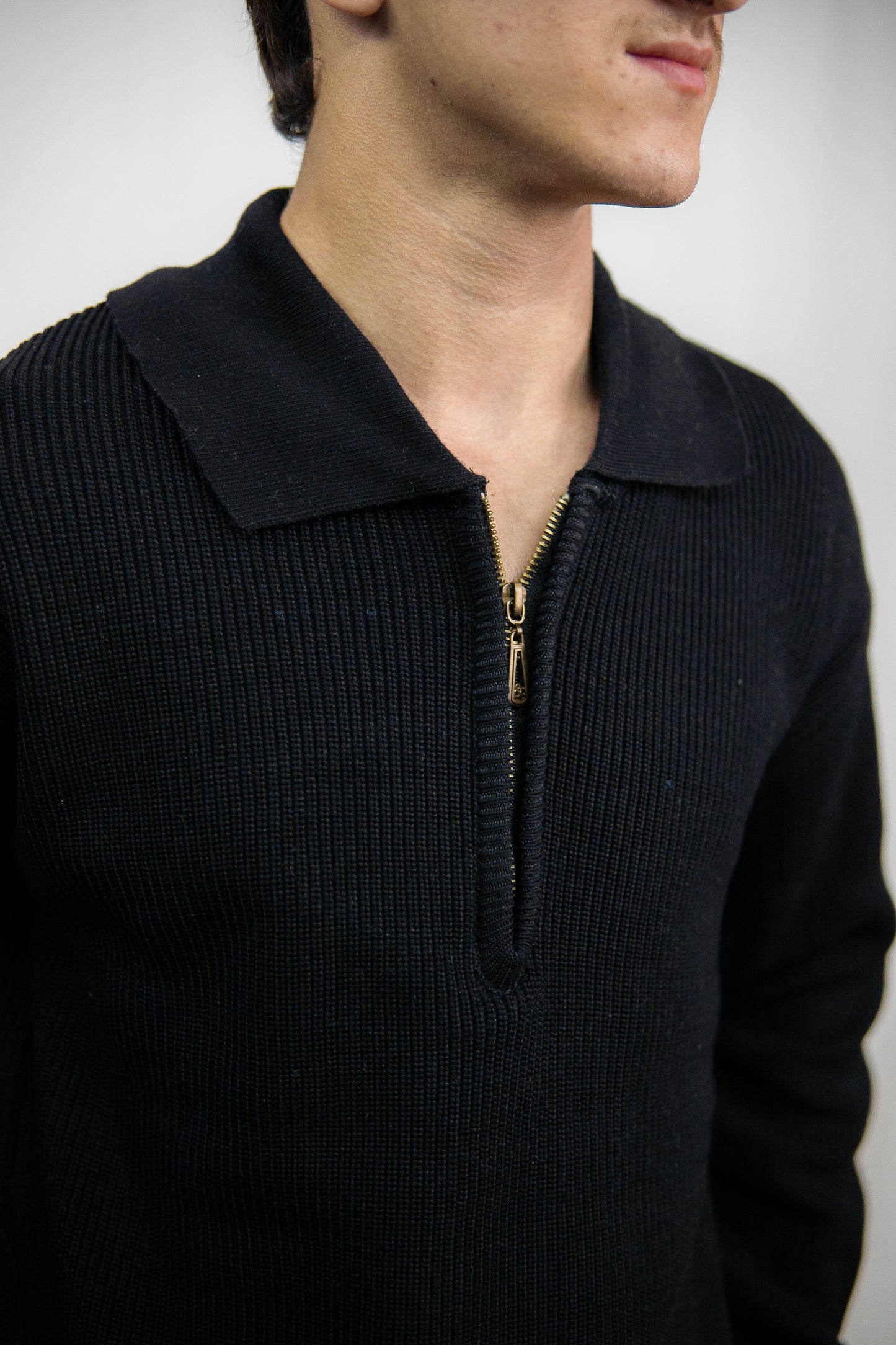 Black Quarter-Zip Sweater