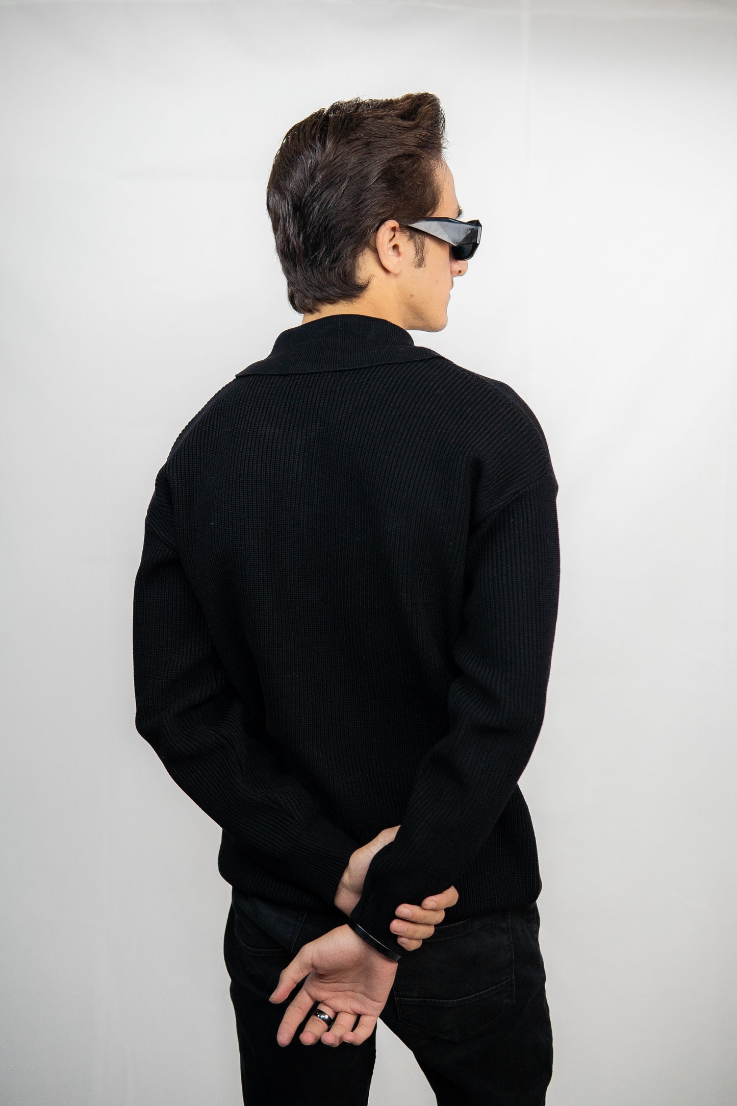 Black Quarter-Zip Sweater